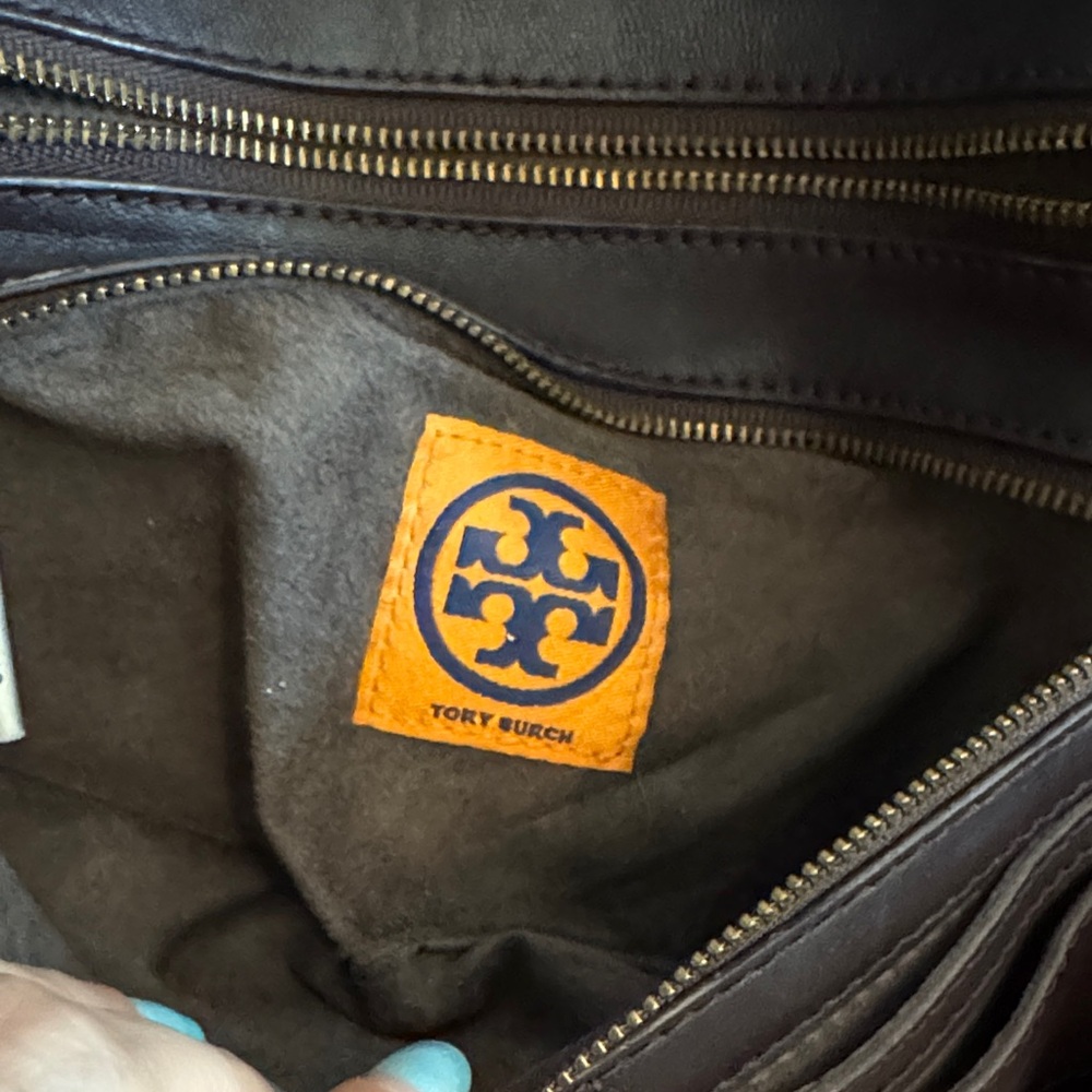 Tory Burch Metallic Gold Croc-Embossed Clutch - Picture 5 of 6